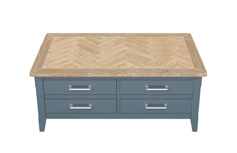 Signature Blue Coffee Table With Drawers & Hidden Storage Trunk