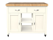 Cream kitchen island with butcher's block top from Baumhaus, featuring a spacious design and elegant style.