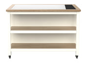 Cream Baumhaus kitchen island with open shelves and breakfast bar, featuring a spacious surface and modern design.