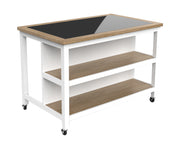 Kitchen Island (White) Open with Breakfast Bar - Lavish Kitchen Isle