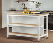 Kitchen Island (White) Open with Breakfast Bar - Lavish Kitchen Isle