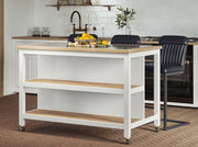 Kitchen Island (White) Open with Breakfast Bar - Lavish Kitchen Isle