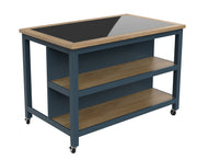Kitchen Island (Blue) Open with Breakfast Bar - Lavish Kitchen Isle