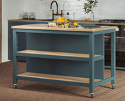 Kitchen Island (Blue) Open with Breakfast Bar - Lavish Kitchen Isle