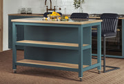 Kitchen Island (Blue) Open with Breakfast Bar - Lavish Kitchen Isle
