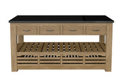 Kitchen Island (Oak) Four Drawer With Black Granite Top - Lavish Kitchen Isle