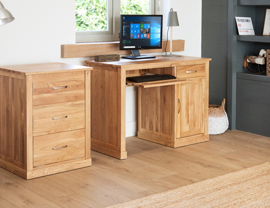 Mobel Oak Single Pedestal Computer Desk