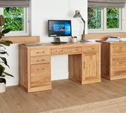 Mobel Oak Twin Pedestal Computer Desk - Lavish Kitchen Isle