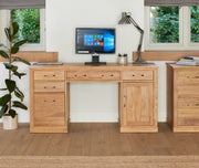 Mobel Oak Twin Pedestal Computer Desk - Lavish Kitchen Isle