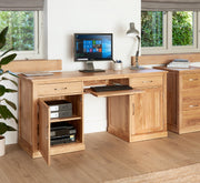 Mobel Oak Large Hidden Office Twin Pedestal Desk - Lavish Kitchen Isle