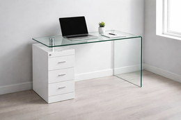 Lavish Kitchen Isle Hornet Desk with 3 drawers, modern home office study desk featuring integrated storage and sleek design.