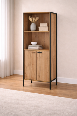 Lavish Kitchen Isle Michigan 2-door bookcase with contemporary storage design, ideal for living and office spaces.