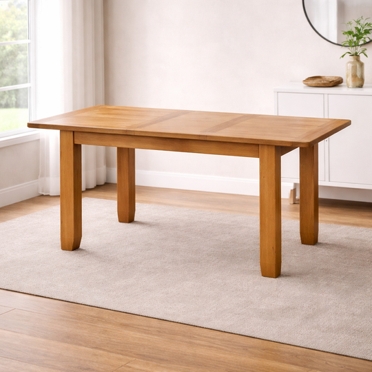 Acorn Solid Oak Extending Dining Table – Premium Natural Wood Extendable Kitchen & Dining Table