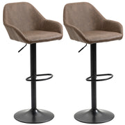Set of 2 Adjustable Bar Stools – PU Leather, Swivel & Gas Lift Design