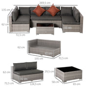 4-Piece Rattan Sofa Set - Mixed Grey Outdoor Garden Lounge Furniture with Coffee Table