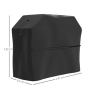 Black waterproof BBQ cover for rectangular gas grill by Lavish Kitchen Isle, designed to protect outdoor grills from weather.