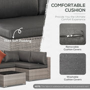 4-Piece Rattan Sofa Set - Mixed Grey Outdoor Garden Lounge Furniture with Coffee Table