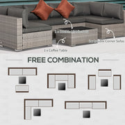 4-Piece Rattan Sofa Set - Mixed Grey Outdoor Garden Lounge Furniture with Coffee Table