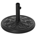 Heavy-duty 13kg round parasol base with carved floral design, outdoor umbrella stand from Lavish Kitchen Isle.