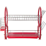 2 Tier Dish Drainer Rack for Kitchen Countertop or Sink Plate Cutlery Holder and Drip Tray - Lavish Kitchen Isle