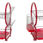 2 Tier Dish Drainer Rack for Kitchen Countertop or Sink Plate Cutlery Holder and Drip Tray - Lavish Kitchen Isle