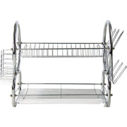 2 Tier Dish Drainer Rack for Kitchen Countertop or Sink Plate Cutlery Holder and Drip Tray - Lavish Kitchen Isle
