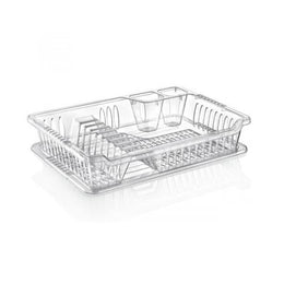 Clear Medium Plastic Dish Drainer Plate and Cutlery Rack with Drip Tray - Lavish Kitchen Isle