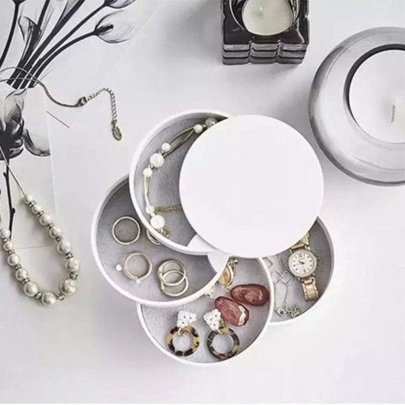 Plastic Round 4 Tier Jewellery Box Hair Accessories Organiser for Necklace Bracelet Ring Earring