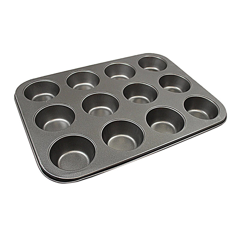 12 Cup Pan Muffin Cupcake Tray Non Stick Moulds Baking Trays Bake Tins