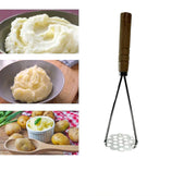 Steel Potato Masher with Wooden Handle for Kitchen Food Prep - Lavish Kitchen Isle