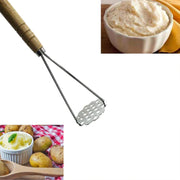 Steel Potato Masher with Wooden Handle for Kitchen Food Prep - Lavish Kitchen Isle