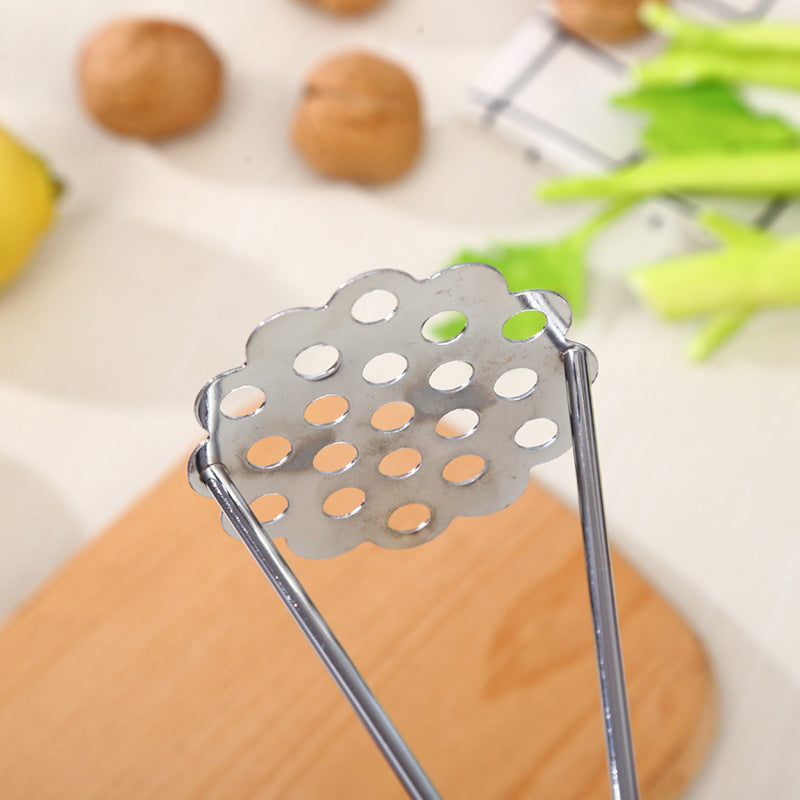 Steel Potato Masher with Wooden Handle for Kitchen Food Prep