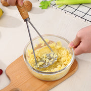 Steel Potato Masher with Wooden Handle for Kitchen Food Prep - Lavish Kitchen Isle