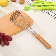 Steel Potato Masher with Wooden Handle for Kitchen Food Prep - Lavish Kitchen Isle