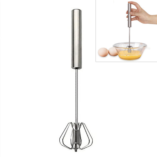 30 cm 2pc Metal Hand Press Egg Whisk Beater Rotary Whisk Blender