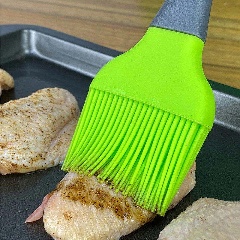 26 cm Silicone Spatula and Pastry Brush Set with Metal Handle - Green