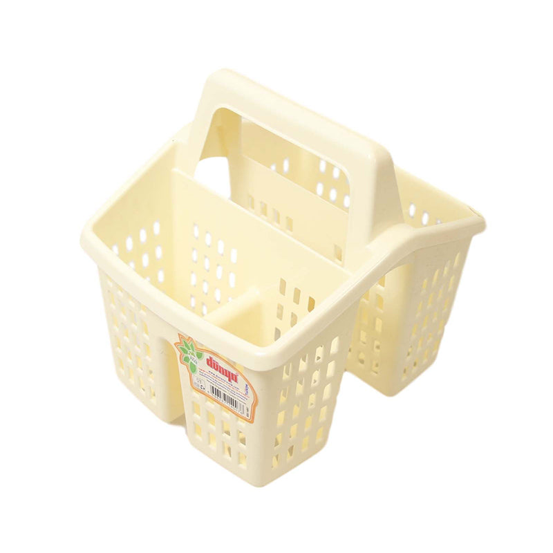 Kitchen Utensil Organiser Basket with Handle 4 Compartments Plastic