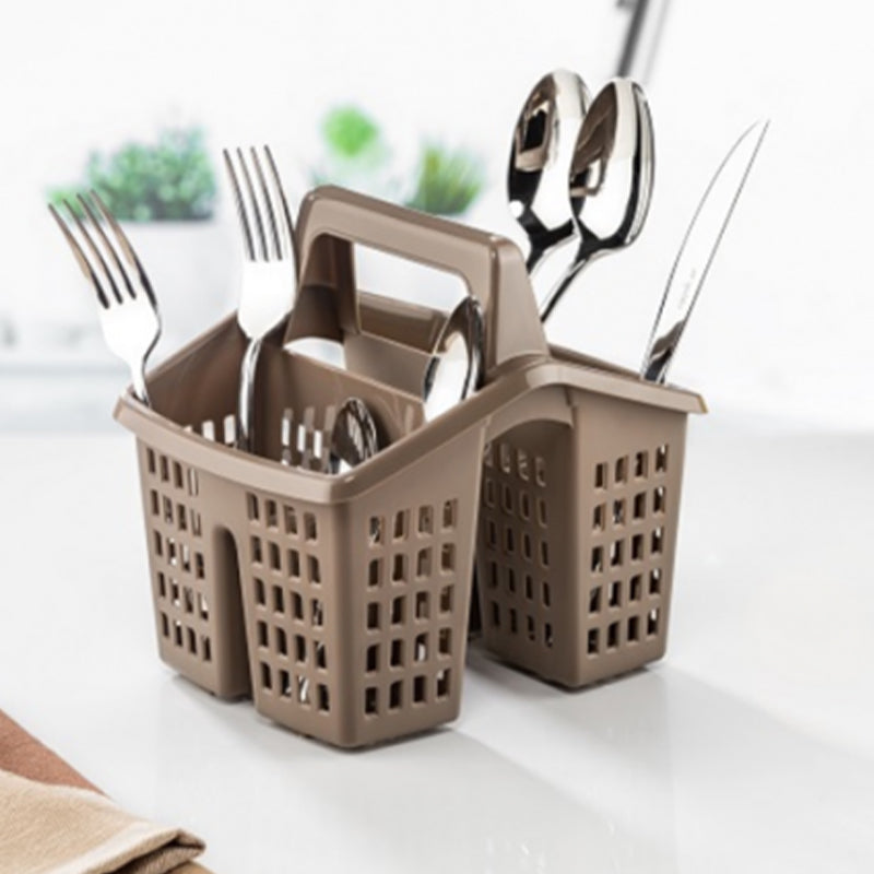 Kitchen Utensil Organiser Basket with Handle 4 Compartments Plastic