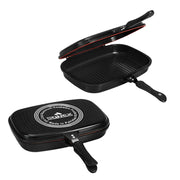 Lavish Kitchen Isle double-sided multifunctional BBQ grill pan, 30cm diecast kitchenware in random color, suitable for grilling and cooking.