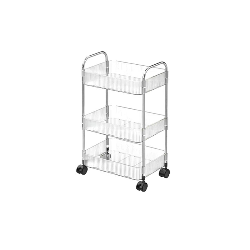 Plastic 3 Tier Transparent Storage Rack Trolley with Wheels 35 x 23 x 66 cm