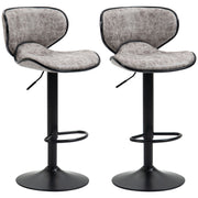 Set of 2 Lavish Kitchen Isle adjustable PU leather bar stools with swivel seats, footrests, armless design for home or café use.