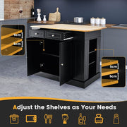 Drop-Leaf Kitchen Island with Extendable Worktop and Adjustable Shelves - Lavish Kitchen Isle