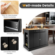 Drop-Leaf Kitchen Island with Extendable Worktop and Adjustable Shelves - Lavish Kitchen Isle