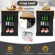 Drop-Leaf Kitchen Island with Extendable Worktop and Adjustable Shelves - Lavish Kitchen Isle