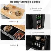 Drop-Leaf Kitchen Island with Extendable Worktop and Adjustable Shelves - Lavish Kitchen Isle
