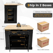 Drop-Leaf Kitchen Island with Extendable Worktop and Adjustable Shelves - Lavish Kitchen Isle