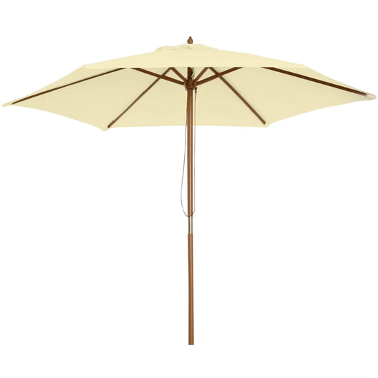 2.5m Wooden Garden Parasol with Rope Pulley – Cream White
