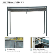 3x2m Metal Pergola with Retractable Canopy - Modern Outdoor Garden Gazebo (Grey)