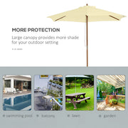 Cream white 2.5m wooden garden parasol with rope pulley from Lavish Kitchen Isle, ideal for outdoor shading and patio decor.