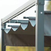 3x2m Metal Pergola with Retractable Canopy - Modern Outdoor Garden Gazebo (Grey)